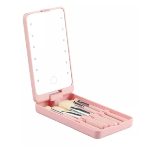 Espejo Luz Led y Brochas Para Maquillaje